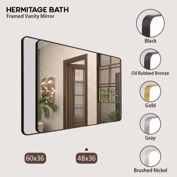 Cosy 48 in. W x 36 in. H Rectangular Framed Wall Bathroom Vanity Mirror in Matte Black