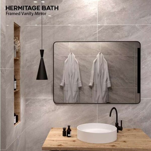 Cosy 48 in. W x 36 in. H Rectangular Framed Wall Bathroom Vanity Mirror in Matte Black